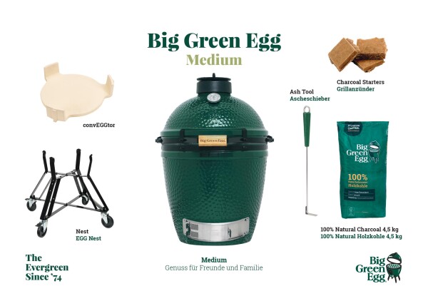 Big Green Egg Medium EGG Starter Paket (6-teilig) Kamado Holzkohlegrill