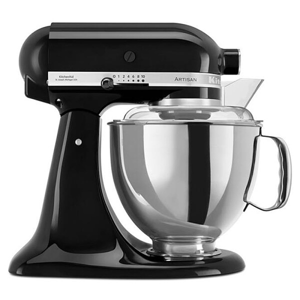 KitchenAid Artisan 5KSM175PSEOB K&uuml;chenmaschine 4,8L in Onyx Schwarz mit Zubeh&ouml;r - Produktabbildung zur genauen Darstellung des Artikels.