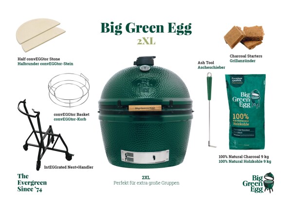 Big Green Egg 2XL EGG Starter Paket (7-teilig) Kamado Holzkohlegrill