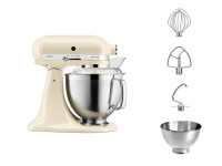 KitchenAid 5KSM185PSEAC K&uuml;chenmaschine 4,8L in Cr&egrave;me &ndash; Mit Zubeh&ouml;r &amp; Profiqualit&auml;t