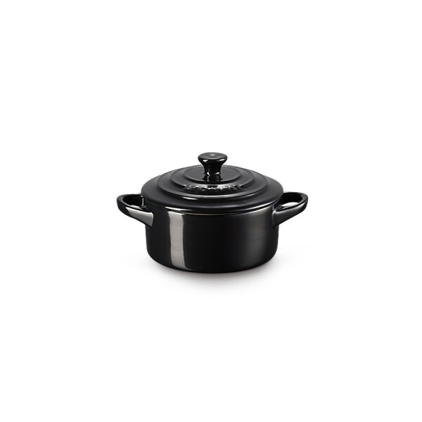 Le Creuset MINI COCOTTE SCHWARZ GL&Auml;NZEND