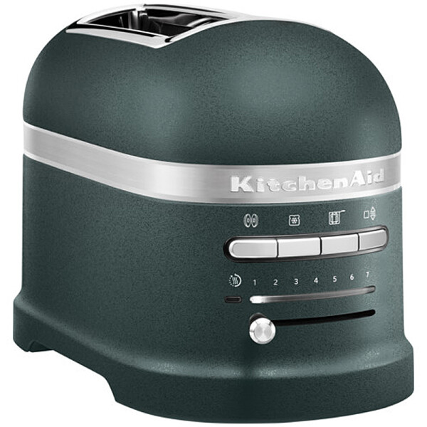 KitchenAid 5KMT2204EPP Toaster 2-Scheiben ARTISAN Farbe Pebble Palm incl. Sandwichzange - Der Toaster in einer spezifischen Farbe, abgebildet auf einer modernen K&uuml;chenarbeitsplatte.