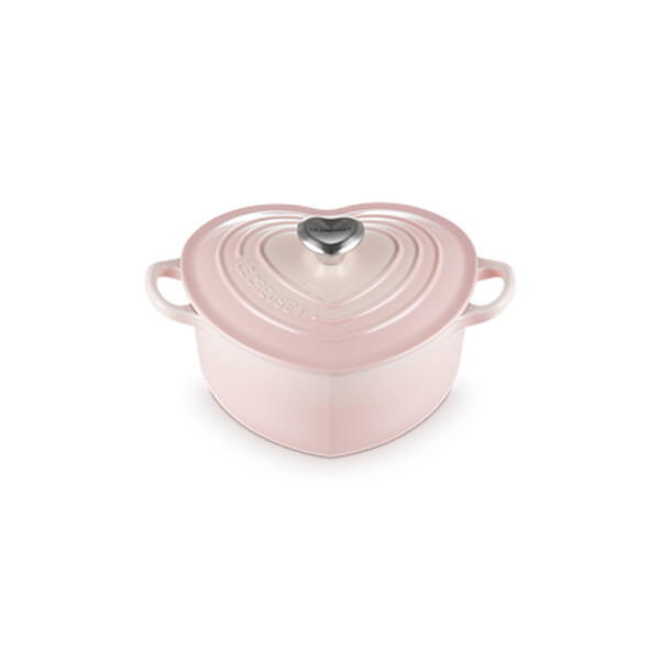 Le Creuset Herzbr&auml;ter mit Herzknopf Shell Pink