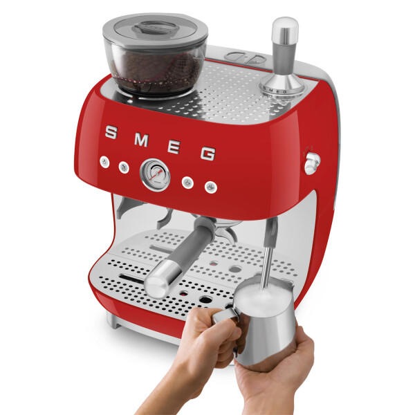 € 769,95 Siebträgermaschine EGF03RDEU SMEG Kompakte integrierter mit Kaffeemüh,