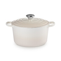 Le Creuset Hoher Bräter Signature rund 24 cm Meringue