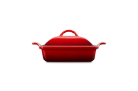 Le Creuset Quadratische Auflaufform Tradition 23cm mit Deckel Kirschrot