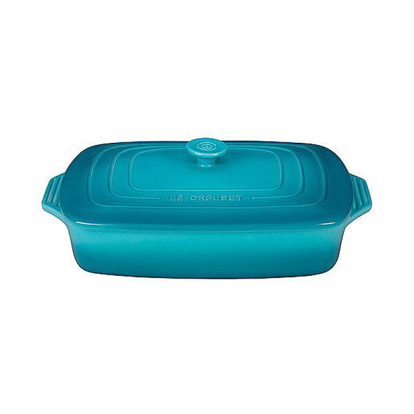 Le Creuset AUFLAUFFORM RECHTIG MIT DECKEL KARIBIK