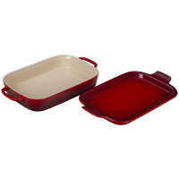 Le Creuset BRATREINE mit Servierplatte Kirschrot