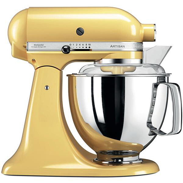 KitchenAid Artisan 5KSM175PSEMY K&uuml;chenmaschine 4,8L in Pastellgelb mit Zubeh&ouml;r - Produktabbildung zur genauen Darstellung des Artikels.